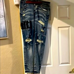 AMIRI Mens Distressed Skinny Jeans 34x32